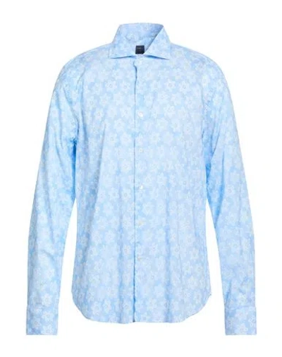 Fedeli Man Shirt Sky Blue Size 17 ½ Cotton, Elastane