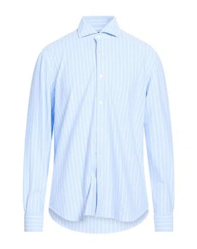 Fedeli Man Shirt Sky Blue Size 17 ½ Cotton, Nylon, Elastane