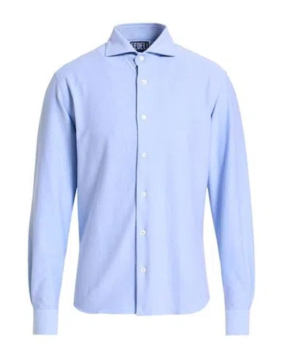 Fedeli Man Shirt Sky Blue Size 17 ½ Cotton, Nylon, Elastane