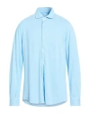 Fedeli Man Shirt Sky Blue Size 46 Cotton