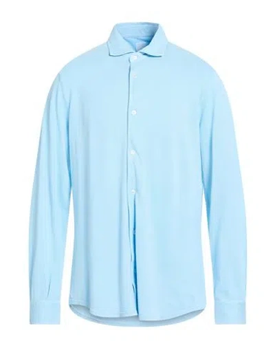 Fedeli Man Shirt Sky Blue Size 46 Cotton
