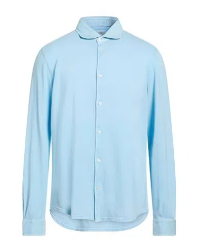 Fedeli Man Shirt Sky Blue Size 46 Cotton