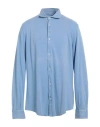 Fedeli Man Shirt Sky Blue Size 50 Cotton
