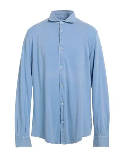Fedeli Man Shirt Sky Blue Size 50 Cotton In Blue
