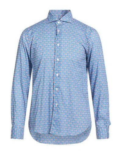 Fedeli Man Shirt Slate Blue Size 17 ½ Cotton, Elastane