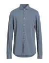 Fedeli Man Shirt Slate Blue Size 48 Cotton