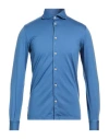 Fedeli Man Shirt Slate Blue Size 48 Organic Cotton
