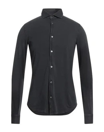 Fedeli Man Shirt Charcoal Size 36 Cotton In Grey