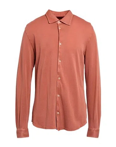Fedeli Man Shirt Tan Size 50 Cotton In Brown