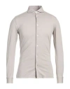 Fedeli Man Shirt Taupe Size 36 Cotton In Gray