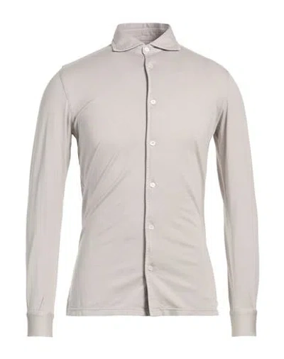 Fedeli Man Shirt Taupe Size 36 Cotton In Gray