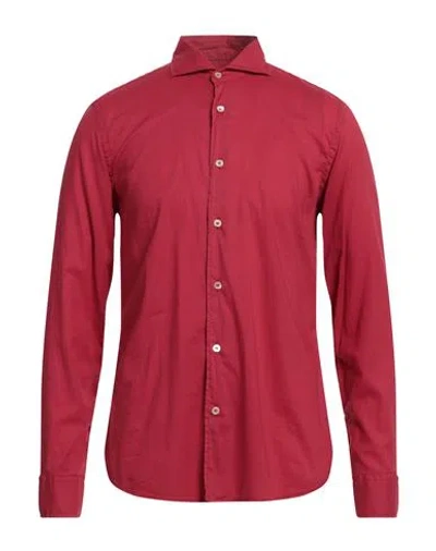 Fedeli Man Shirt Tomato Red Size 15 ¾ Cotton, Elastane