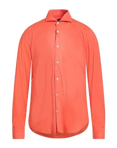 Fedeli Man Shirt Tomato Red Size 16 Cotton, Elastane In Burgundy