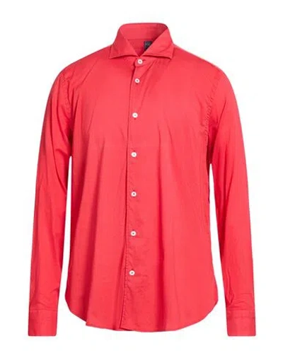 Fedeli Man Shirt Tomato Red Size 17 ½ Cotton, Elastane