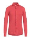 Fedeli Man Shirt Tomato Red Size 36 Cotton