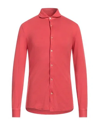 Fedeli Man Shirt Tomato Red Size 36 Cotton