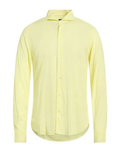 Fedeli Man Shirt Yellow Size 16 Cotton, Elastane