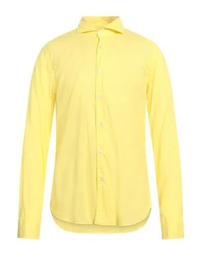Fedeli Man Shirt Yellow Size 15 ½ Cotton, Elastane