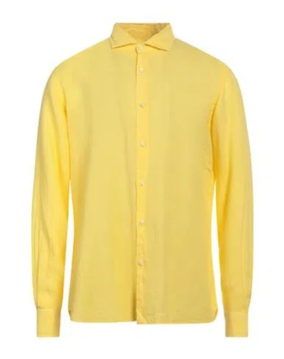 Fedeli Man Shirt Yellow Size 17 Linen