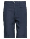 Fedeli Man Shorts & Bermuda Shorts Navy Size 44 Linen In Blue