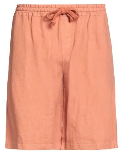 Fedeli Man Shorts & Bermuda Shorts Rust Size 3xl Linen In Red