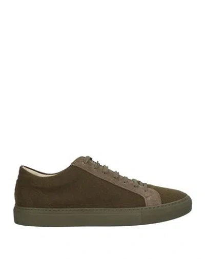 Fedeli Man Sneakers Military Green Size 10 Leather, Textile Fibers