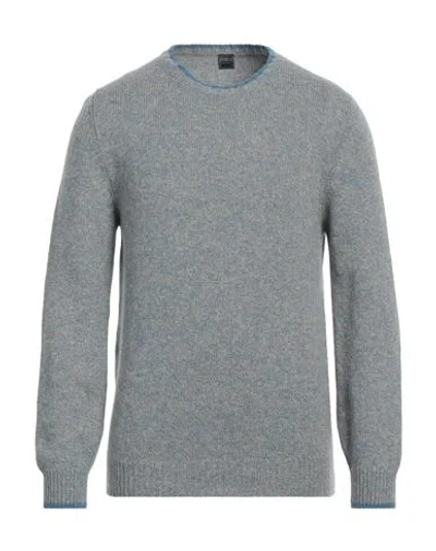 Fedeli Man Sweater Azure Size 40 Alpaca Wool, Virgin Wool In Gray