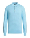 Fedeli Man Sweater Azure Size 40 Cotton, Polyester In Blue