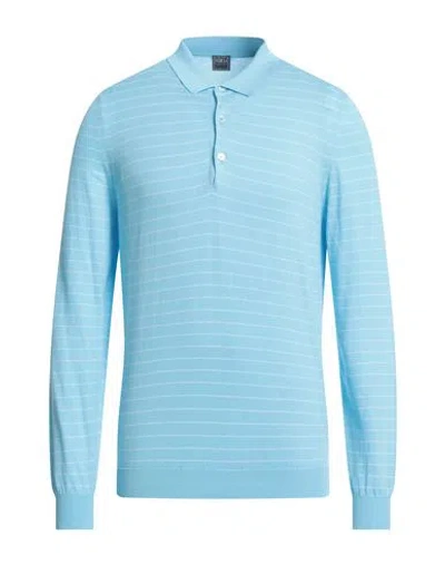 Fedeli Man Sweater Azure Size 40 Cotton, Polyester In Blue