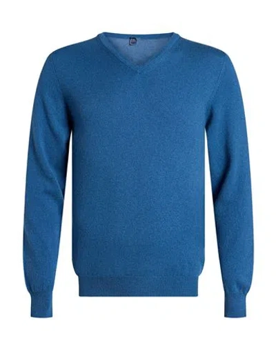 Fedeli Man Sweater Azure Size 44 Cashmere In Blue