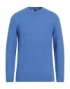 Fedeli Man Sweater Azure Size 44 Virgin Wool, Cashmere, Polyamide In Blue