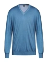 Fedeli Man Sweater Azure Size 46 Cashmere, Silk In Blue