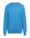 Fedeli Man Sweater Azure Size 48 Cashmere, Silk In Blue