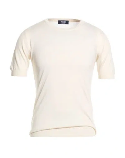 Fedeli Man Sweater Beige Size 38 Cashmere, Silk In White