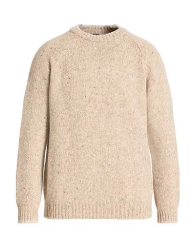 Fedeli Man Sweater Beige Size 40 Virgin Wool, Cashmere, Nylon In Sand