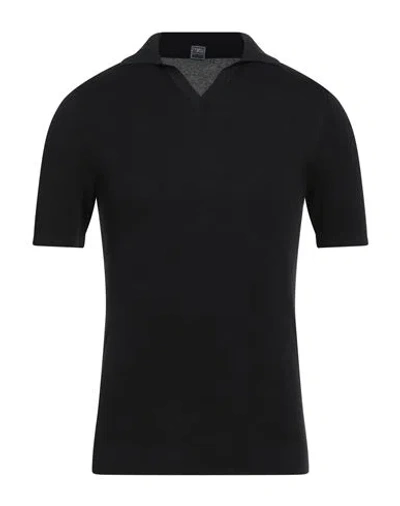 Fedeli Man Sweater Black Size 40 Cotton In Animal Print