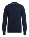 Fedeli Man Sweater Blue Size 46 Super 140s Wool In Blue