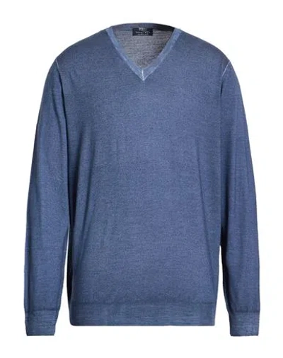 Fedeli Man Sweater Blue Size 48 Super 140s Wool