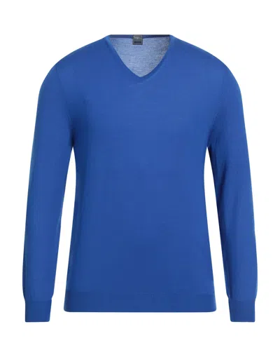 Fedeli Man Sweater Bright Blue Size 48 Merino Wool