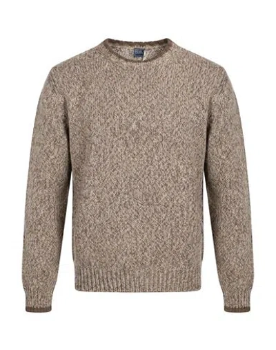 Fedeli Man Sweater Brown Size 46 Alpaca Wool, Virgin Wool