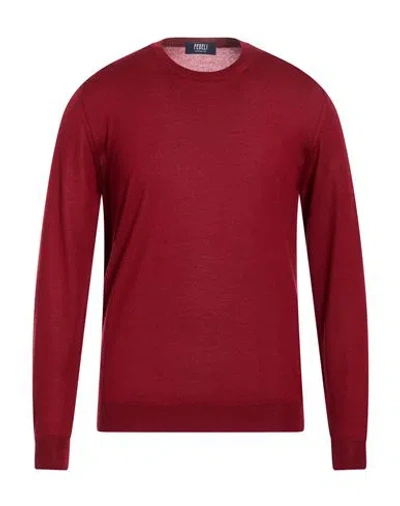 Fedeli Man Sweater Burgundy Size 42 Cashmere, Silk In Red
