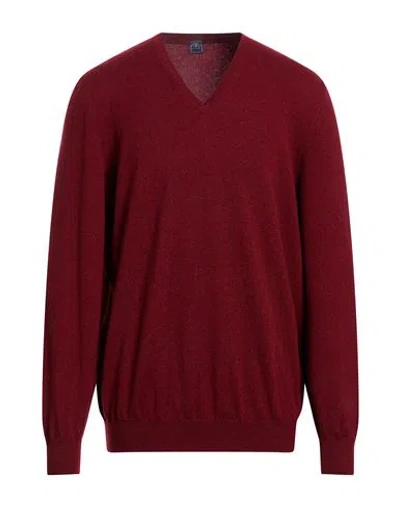 Fedeli Man Sweater Burgundy Size 48 Cashmere In Multi