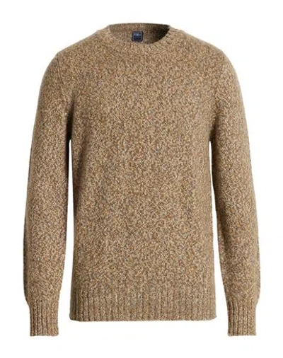 Fedeli Man Sweater Camel Size 40 Cashmere In Blue