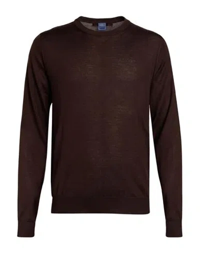 Fedeli Man Sweater Chocolate Brown Size 40 Cashmere, Silk