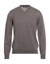 Fedeli Man Sweater Chocolate Brown Size 44 Virgin Wool In Gray