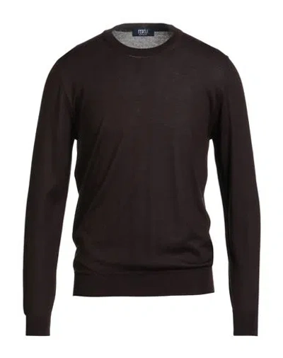 Fedeli Man Sweater Dark Brown Size 40 Cashmere, Silk