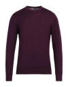 Fedeli Man Sweater Dark Purple Size 40 Merino Wool
