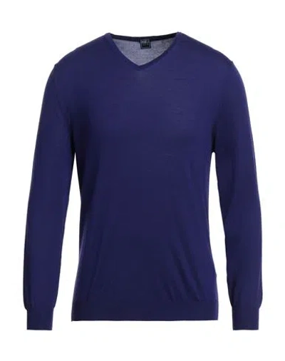 Fedeli Man Sweater Dark Purple Size 40 Merino Wool