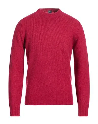 Fedeli Man Sweater Fuchsia Size 38 Virgin Wool, Cashmere, Polyamide In Red