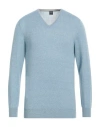 Fedeli Man Sweater Light Blue Size 40 Cashmere, Linen